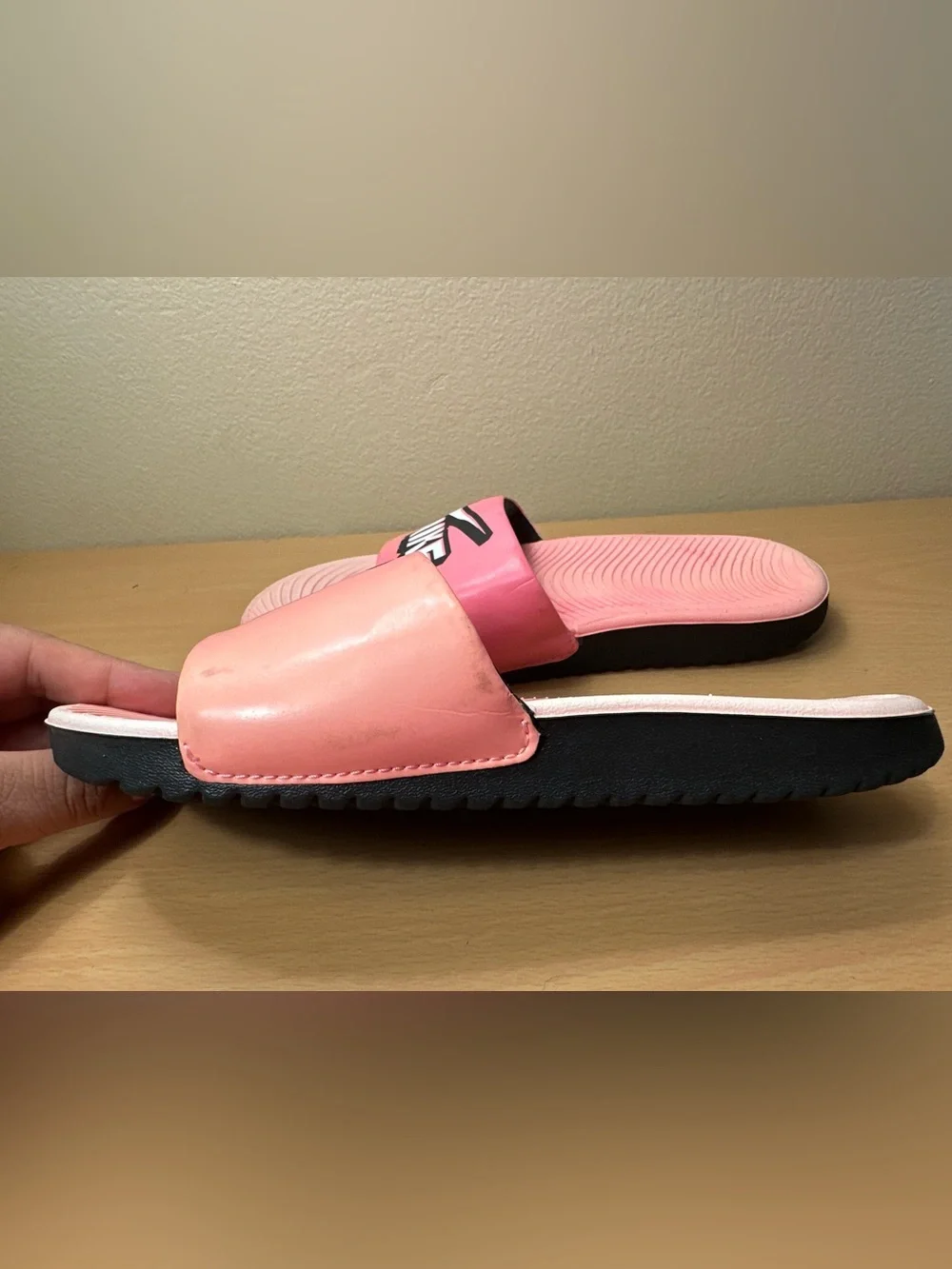 Nike Kawa Slide GS Sunset White Black Pulse Slides Shoes Size 2Y